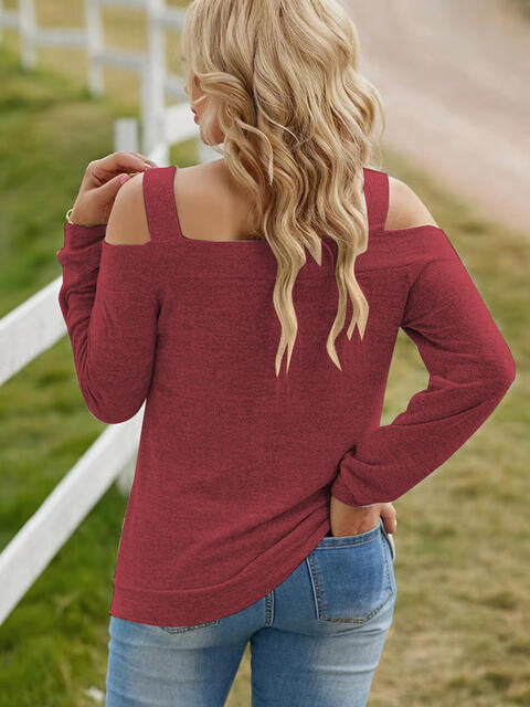 Full Size Cutout Cold Shoulder Blouse - Create the impossible