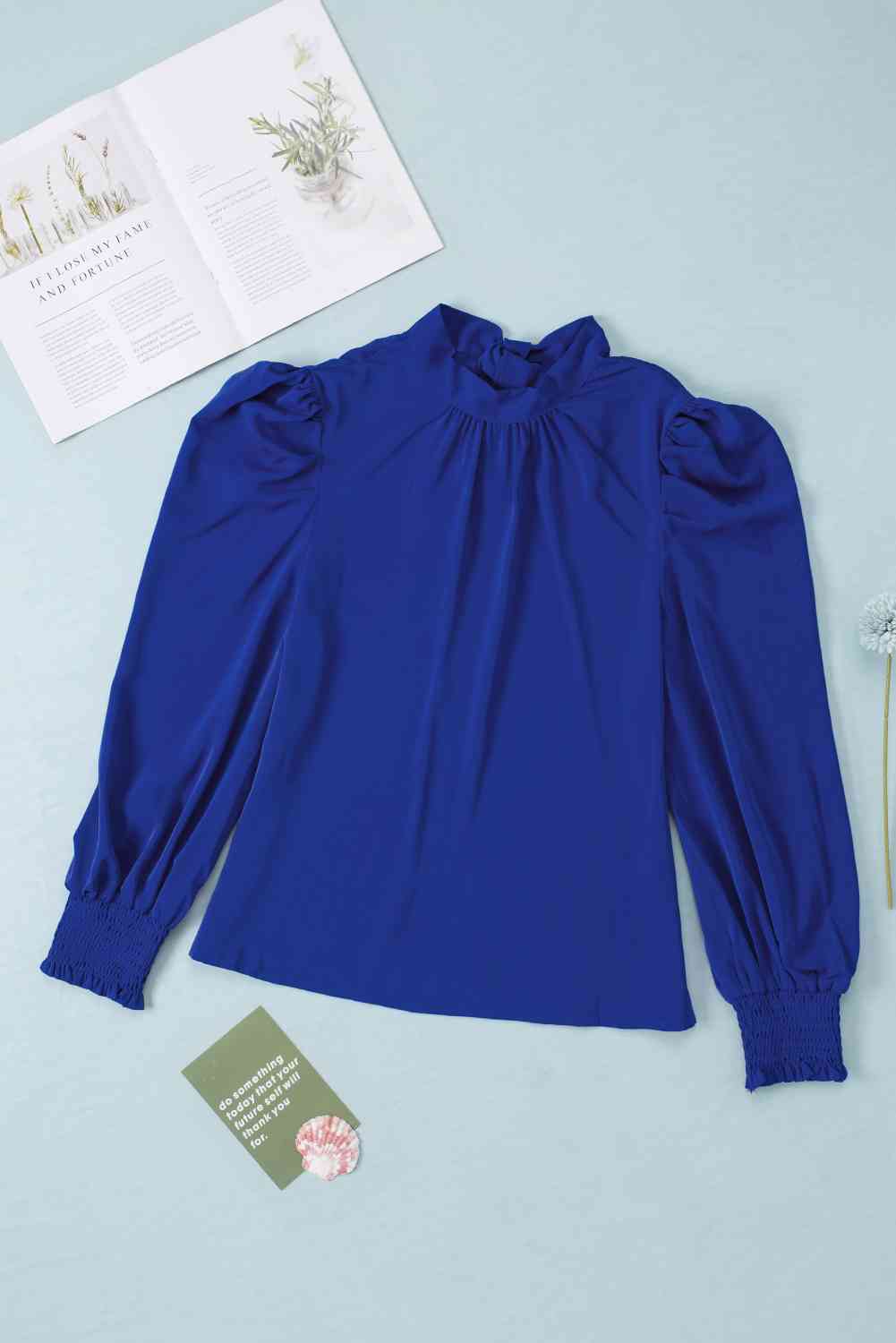 Mock Neck Puff Sleeve Blouse - Create the impossible