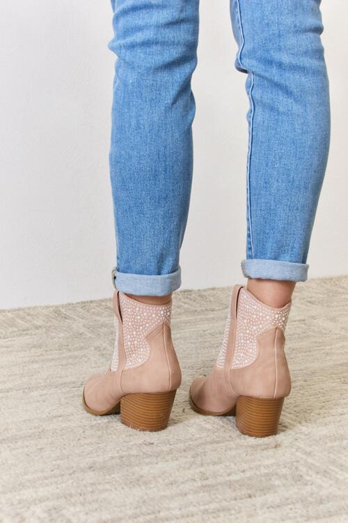 East Lion Corp Rhinestone Ankle Cowgirl Booties