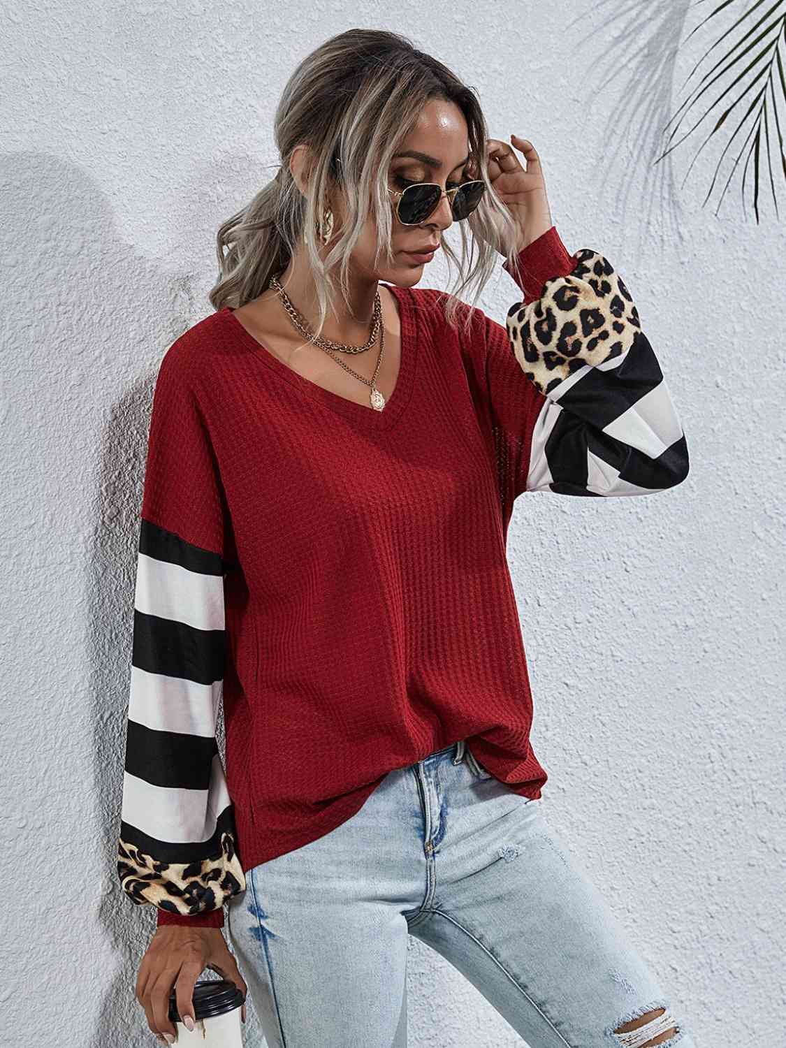 Leopard Striped Waffle-Knit Top - Create the impossible