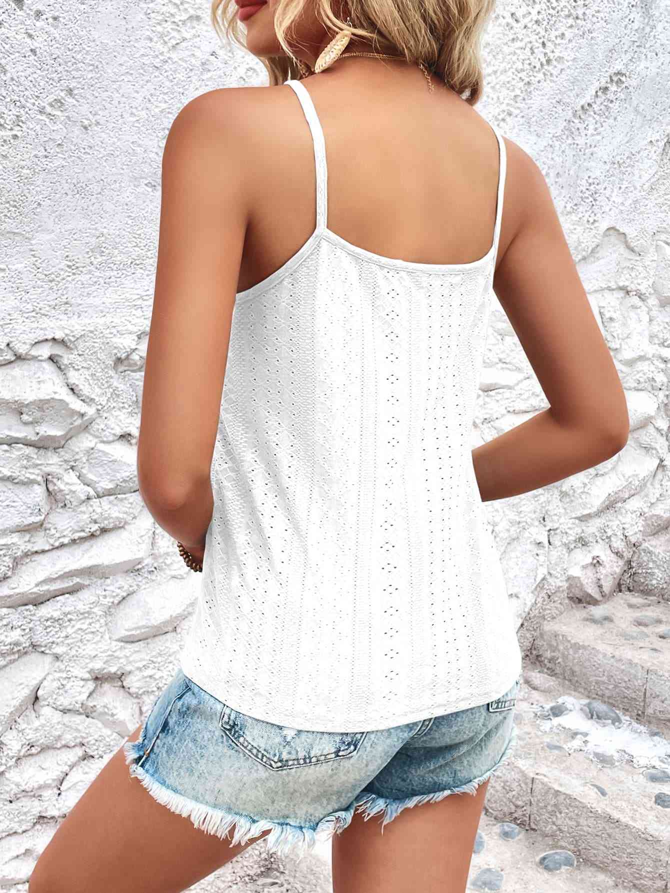 Eyelet Lace Trim V-Neck Cami