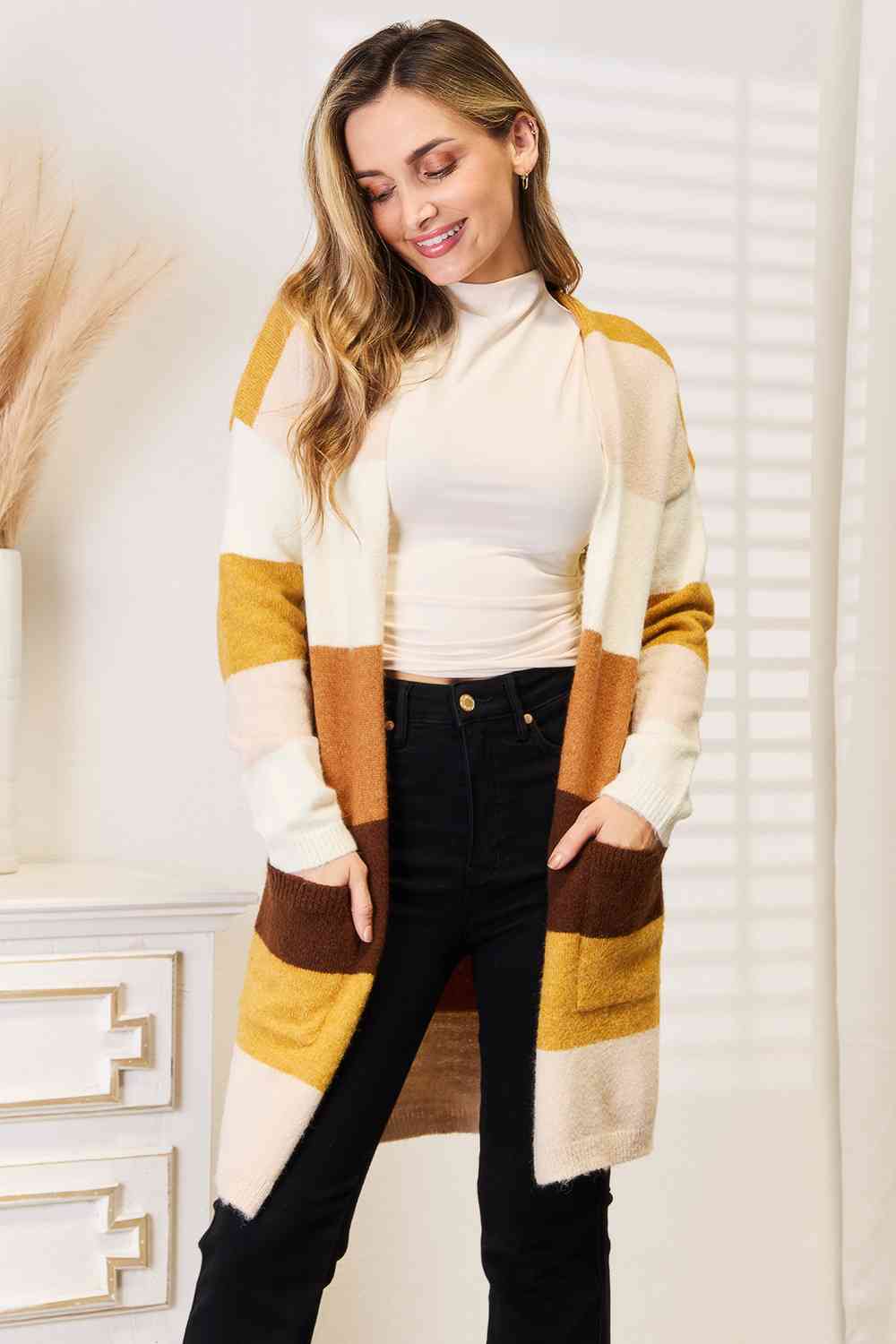 Woven Right Color Block Dropped Shoulder Cardigan - Create the impossible