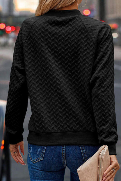 Texture Round Neck Long Sleeve Sweatshirt - Create the impossible