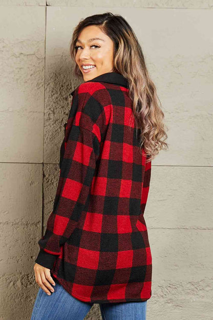 Heimish Make It Last Full Size Contrast Plaid Shacket - Create the impossible