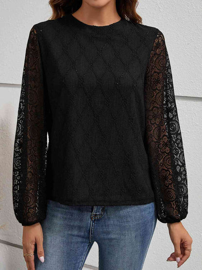 Round Neck Long Sleeve Blouse