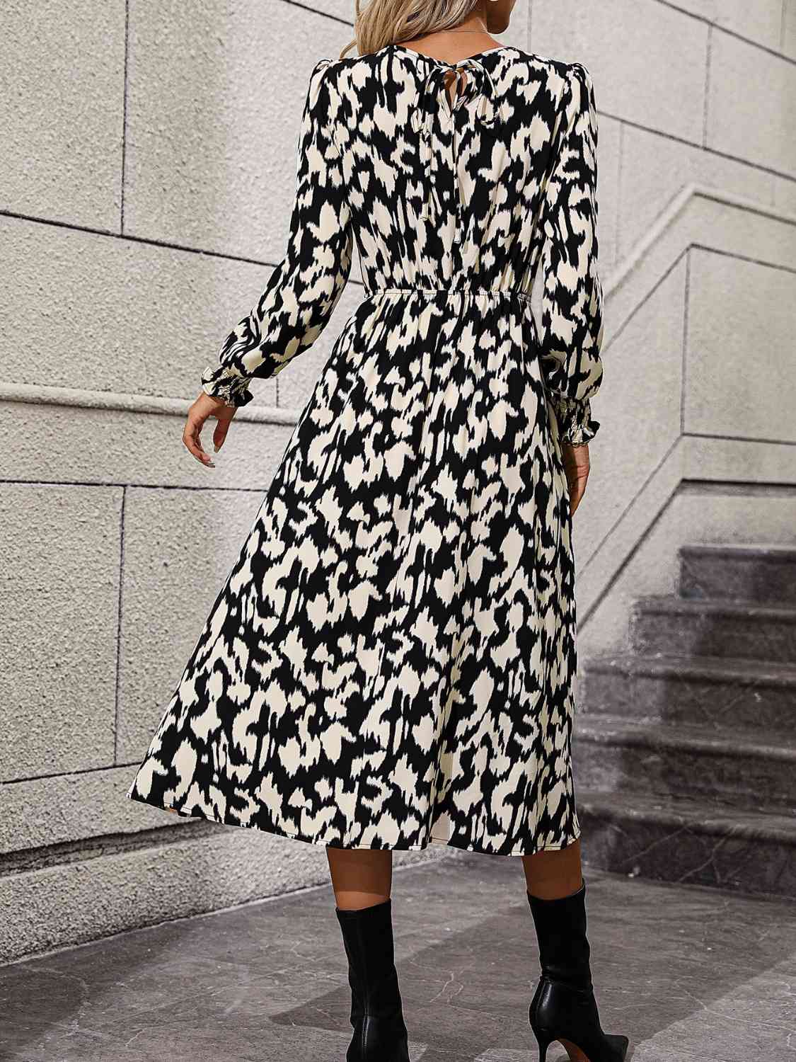 Leopard Long Sleeve Midi Dress