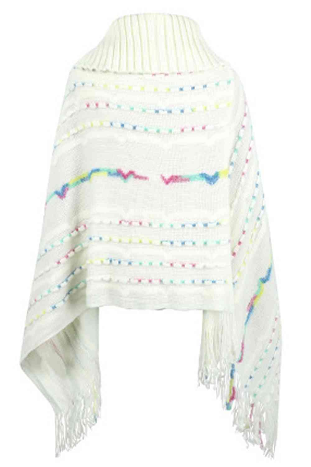 Cloak Sleeve Fringe Detail Poncho