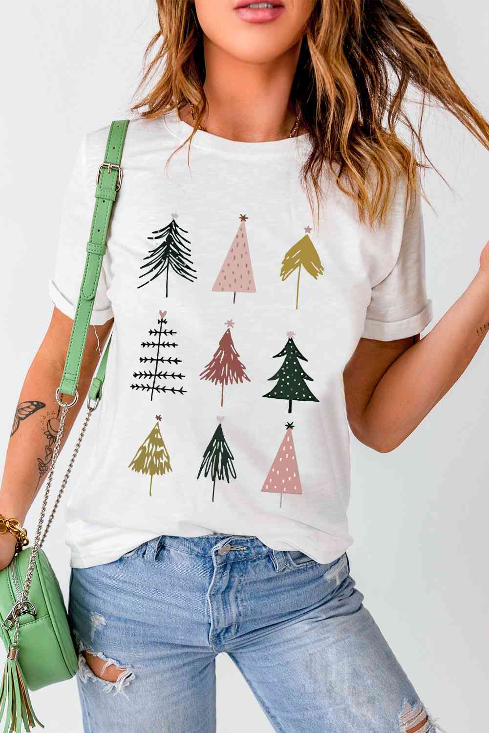 Chrismas Tree Graphic Short Sleeve T-Shirt