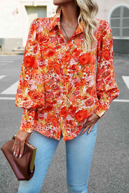 Printed Lantern Sleeve Shirt