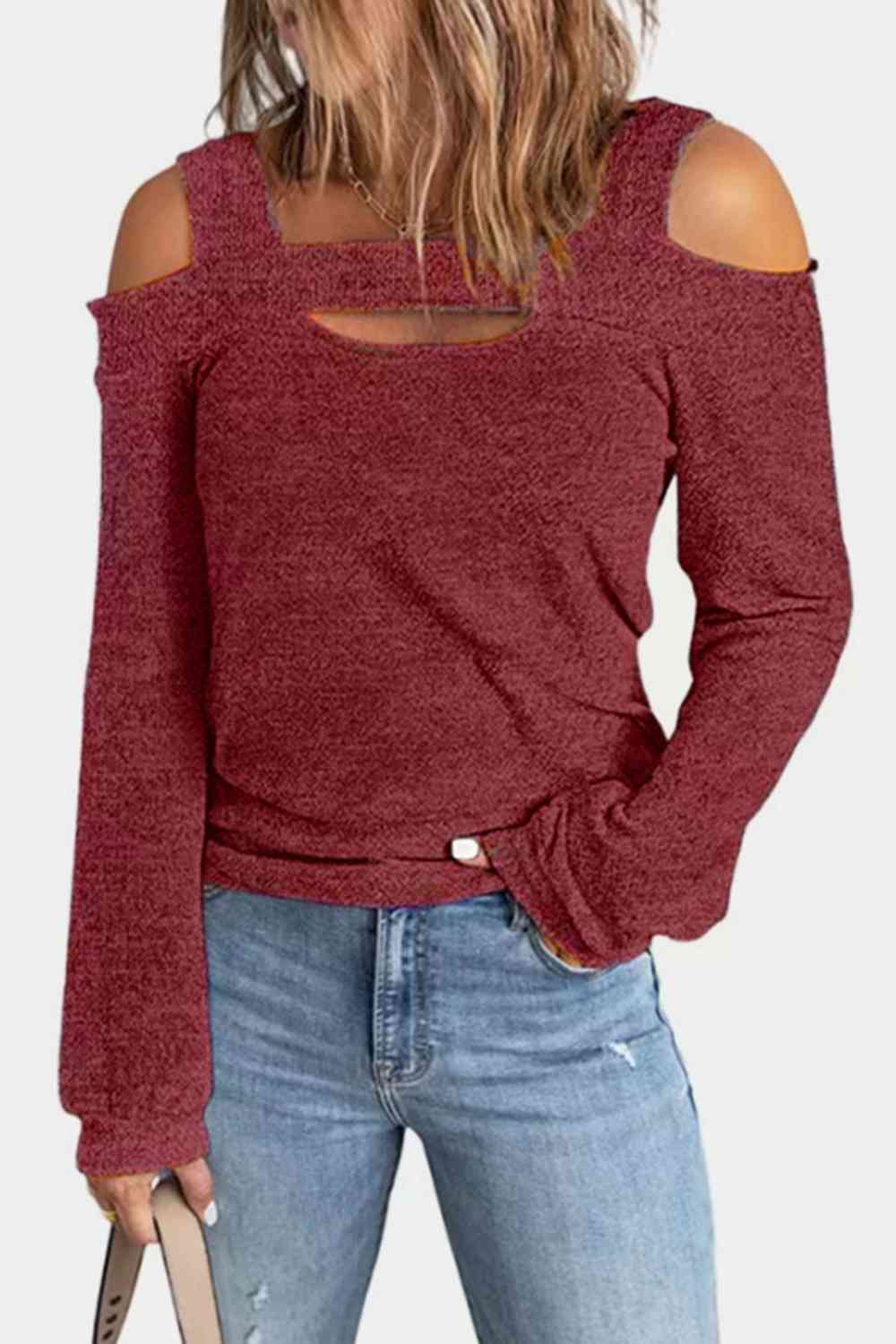 Full Size Cutout Cold Shoulder Blouse - Create the impossible