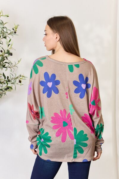 Hopely Full Size Floral V-Neck Long Sleeve Top - Create the impossible