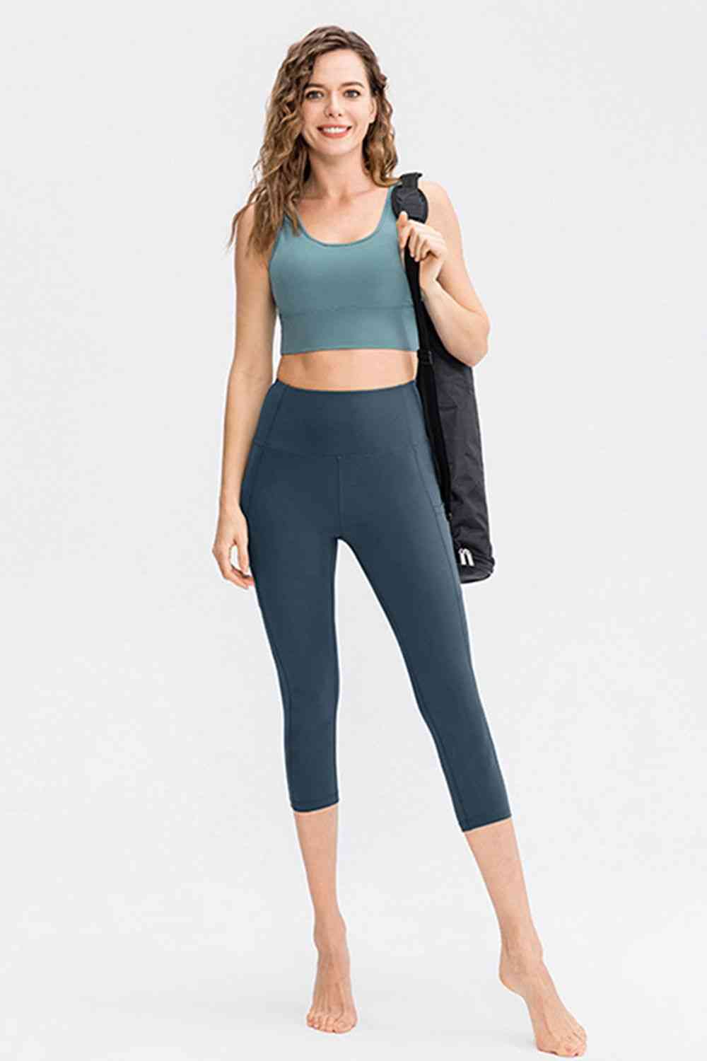 Wide Waistband Cropped Active Leggings with Pockets - Create the impossible