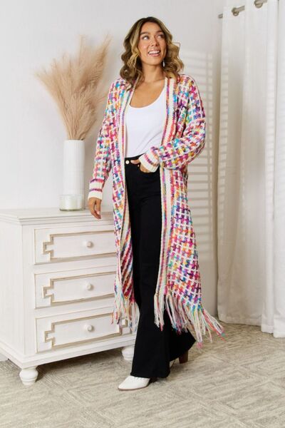 Multicolored Open Front Fringe Hem Cardigan - Create the impossible