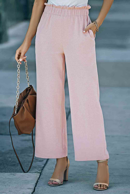 Paperbag Wide Leg Pants with Pockets