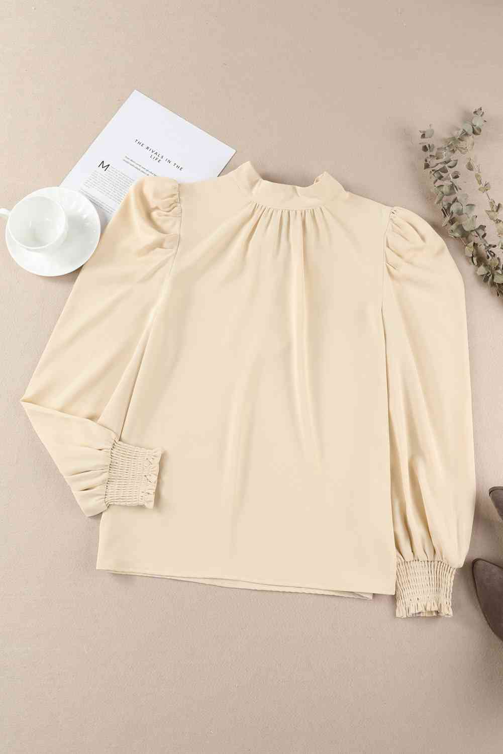 Mock Neck Puff Sleeve Blouse - Create the impossible