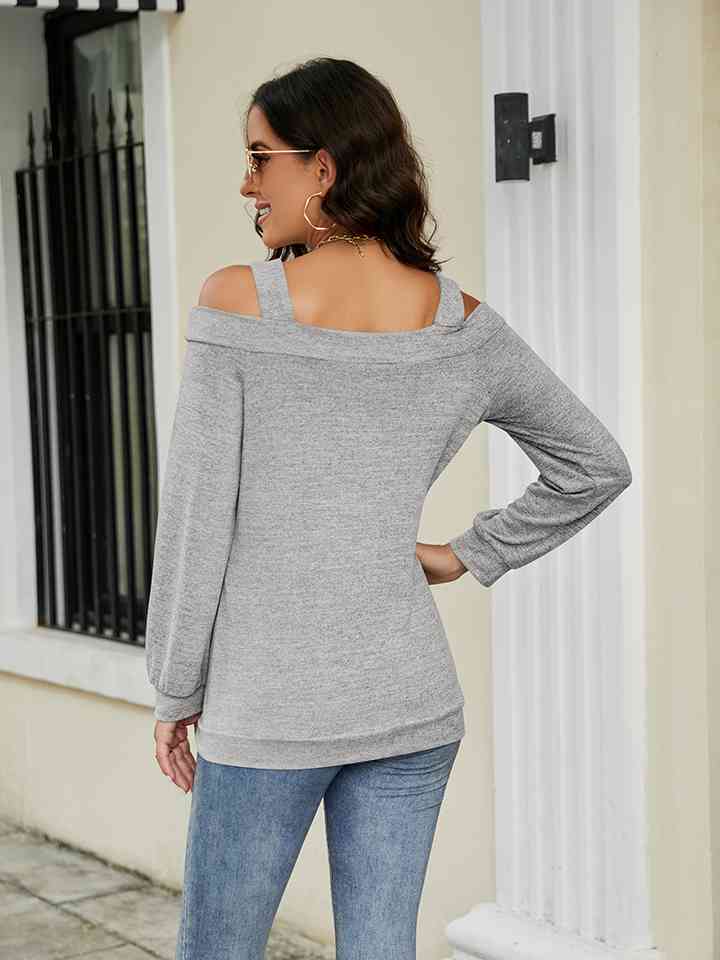 Cold Shoulder Cutout Square Neck Blouse - Create the impossible