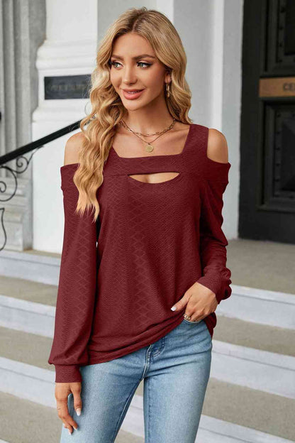 Cold Shoulder Square Neck Cutout Blouse - Create the impossible