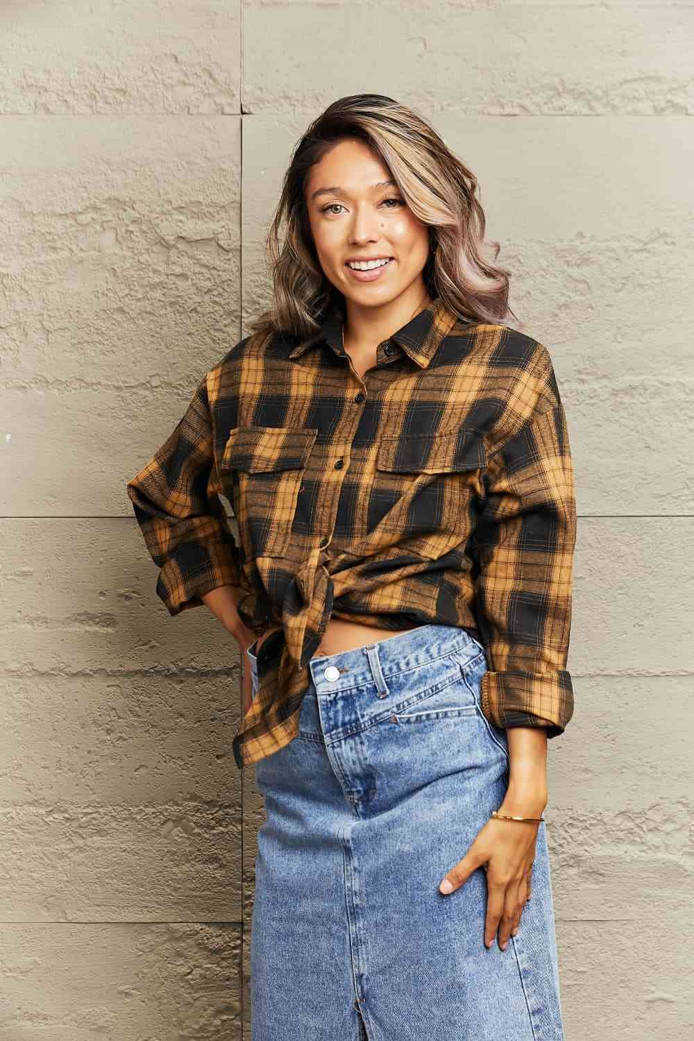 Plaid Dropped Shoulder Shirt