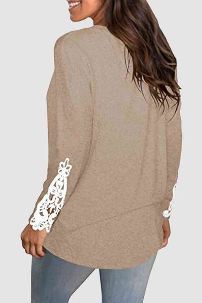 Lace Detail Button Front T-Shirt