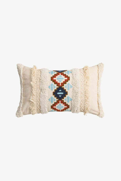 Embroidered Fringe Detail Decorative Throw Pillow Case - Create the impossible