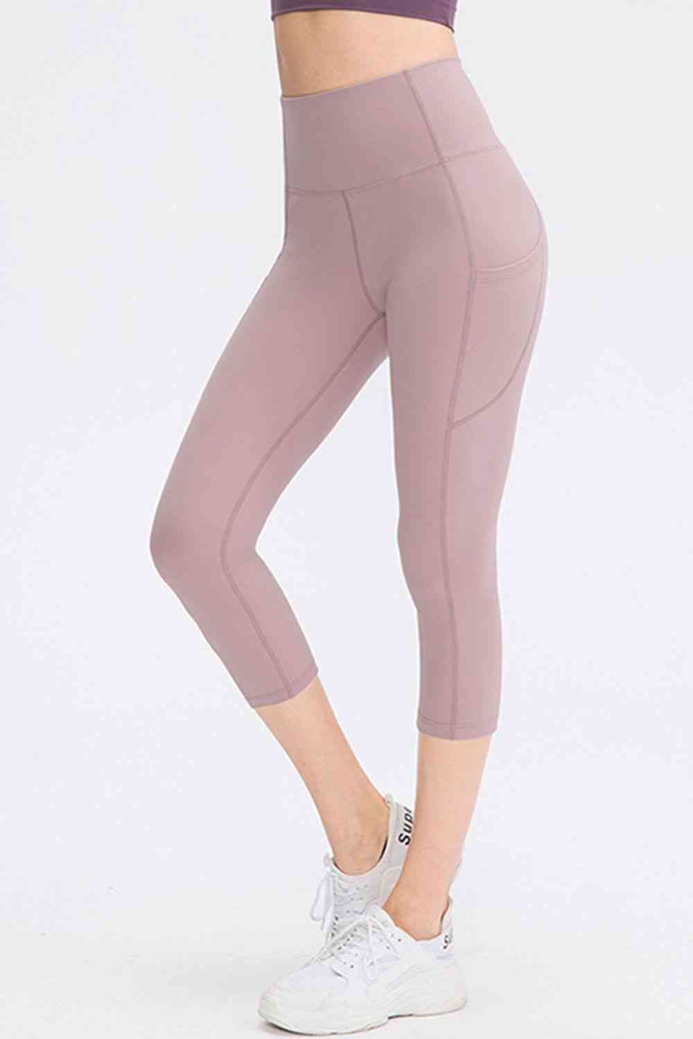 Wide Waistband Cropped Active Leggings with Pockets - Create the impossible