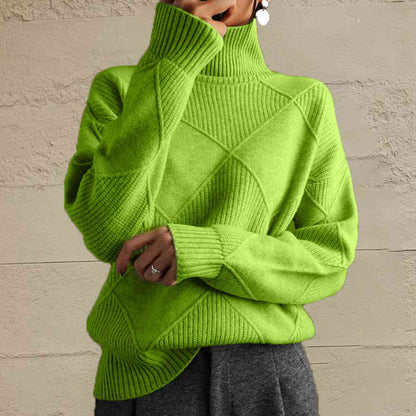 Geometric Turtleneck Long Sleeve Sweater - Create the impossible