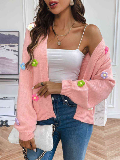 Floral Long Sleeve Open Front Cardigan - Create the impossible