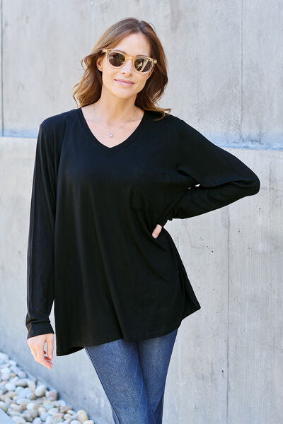 Basic Bae Full Size V-Neck Long Sleeve Top - Create the impossible