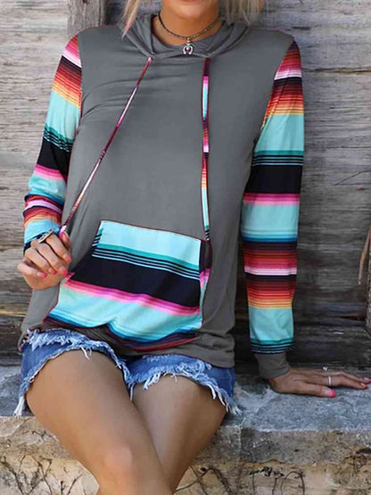 Striped Long Sleeve Hoodie