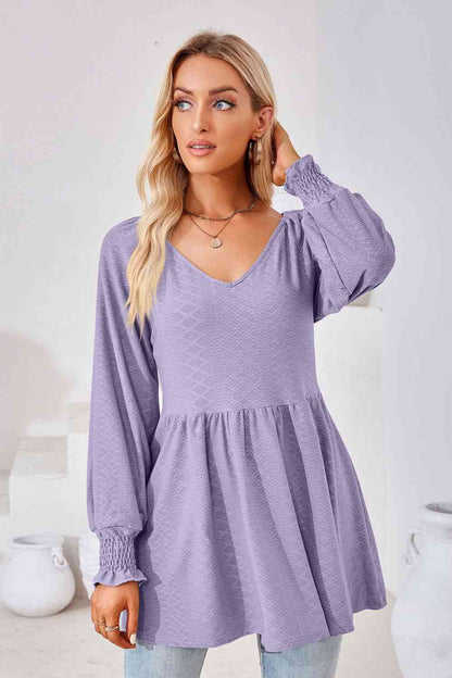 V-Neck Lantern Sleeve Blouse - Create the impossible