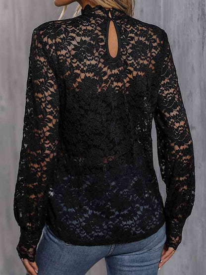 Mock Neck Lace Blouse - Create the impossible