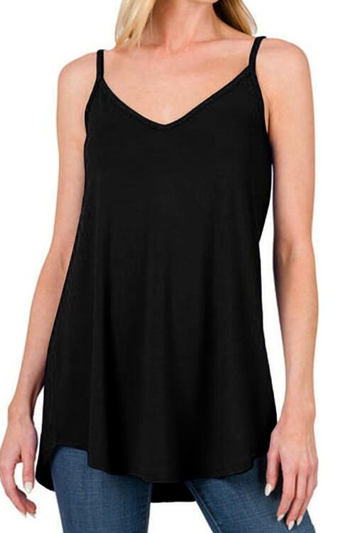 Full Size Spaghetti Strap V-Neck Flowy Tunic Cami