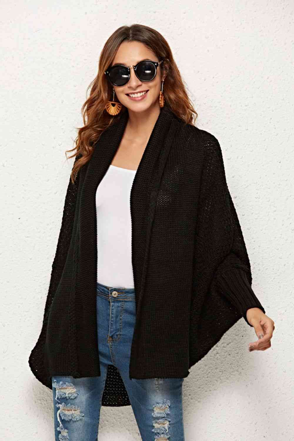 Open Front Dolman Sleeve Longline Cardigan