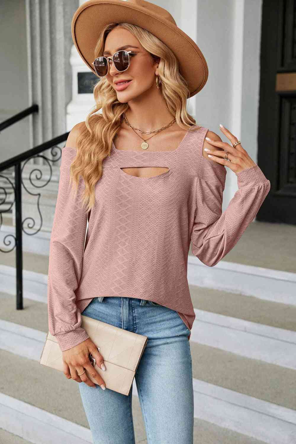 Cold Shoulder Square Neck Cutout Blouse - Create the impossible