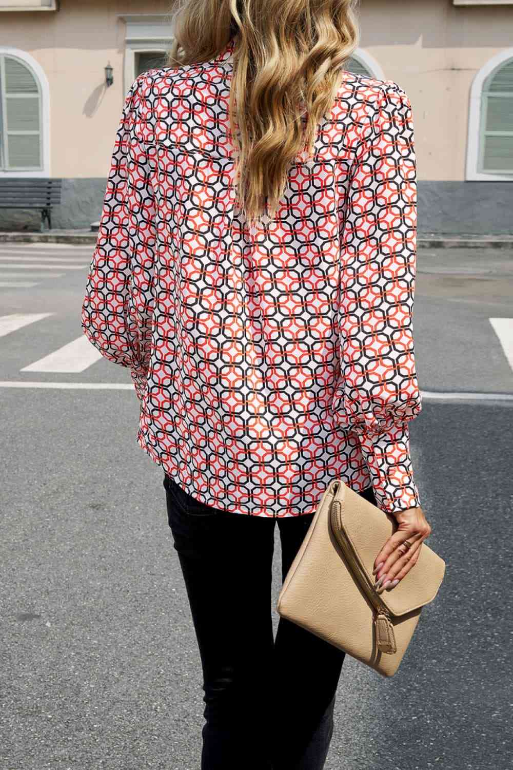 Printed Lantern Sleeve Shirt