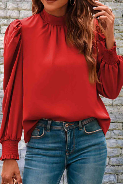 Mock Neck Puff Sleeve Blouse - Create the impossible