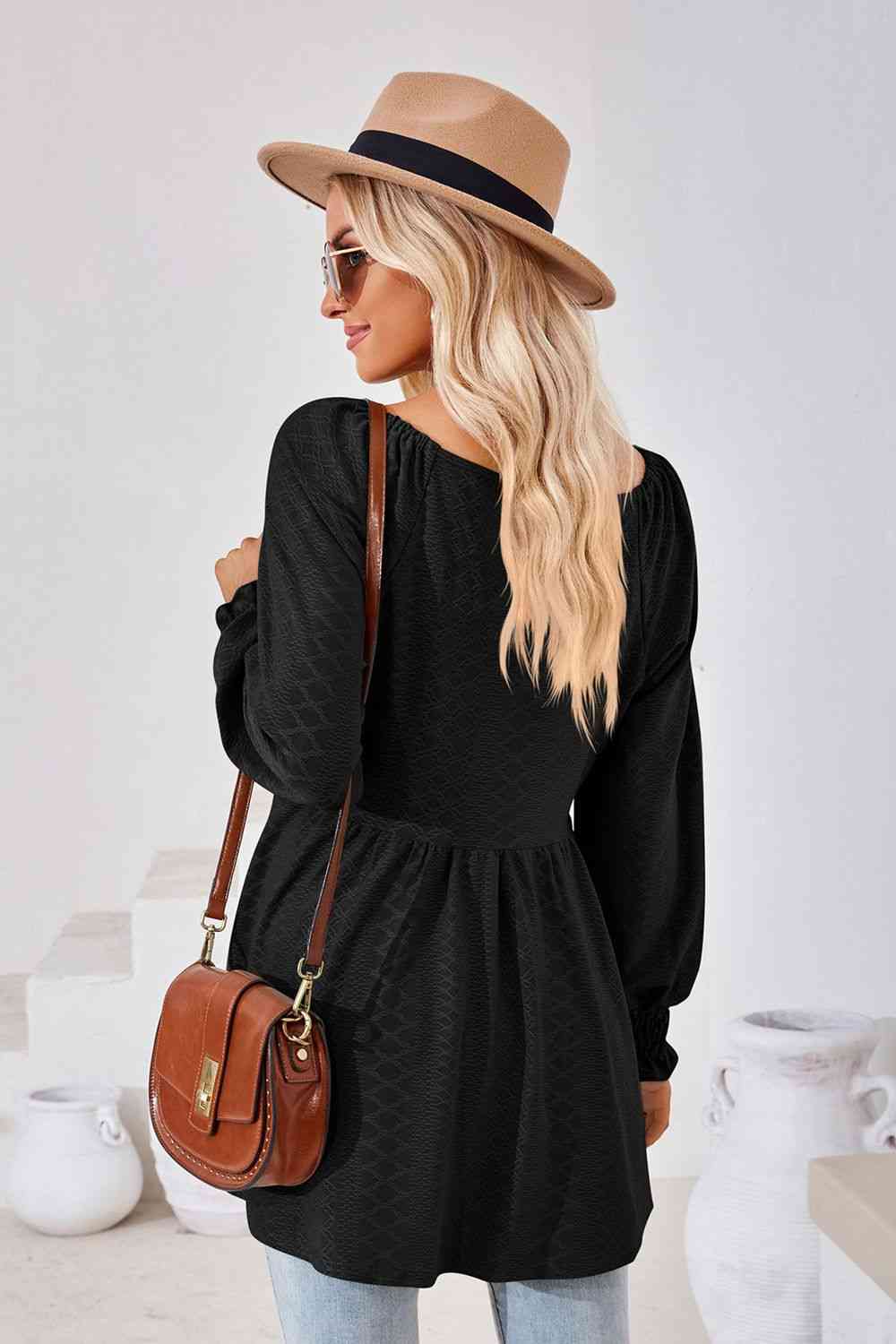 V-Neck Lantern Sleeve Blouse - Create the impossible