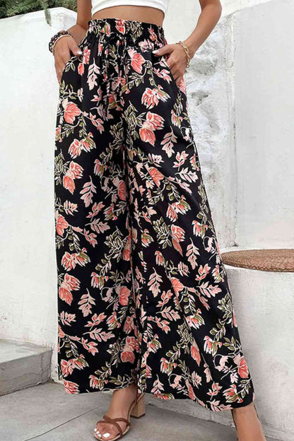 Floral Pull-On Wide Leg Pants