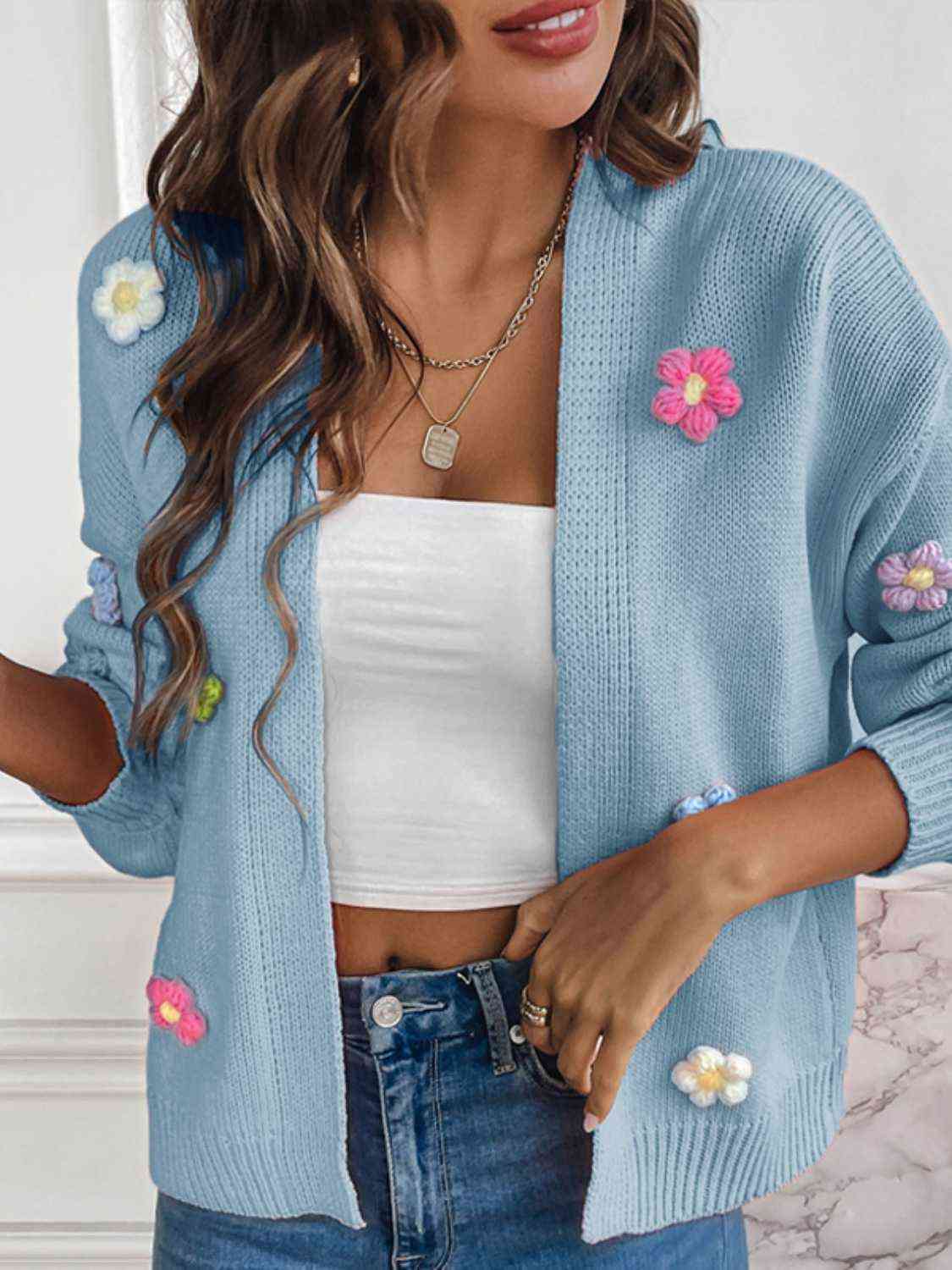 Floral Long Sleeve Open Front Cardigan - Create the impossible