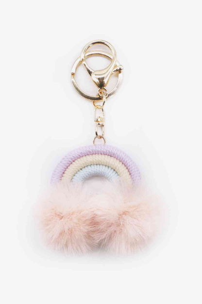 Assorted 4-Pack Rainbow Pom Pom Keychain