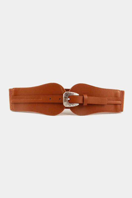 Wide Elastic Belt with Alloy Buckle