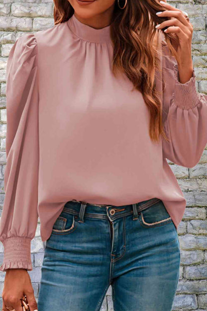 Mock Neck Puff Sleeve Blouse - Create the impossible