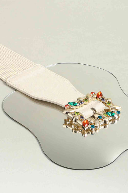 Multicolored Leaf Buckle Elastic Belt