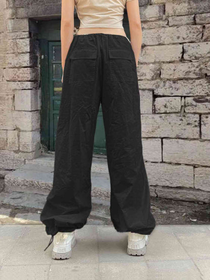 Drawstring Waist Pants with Pockets