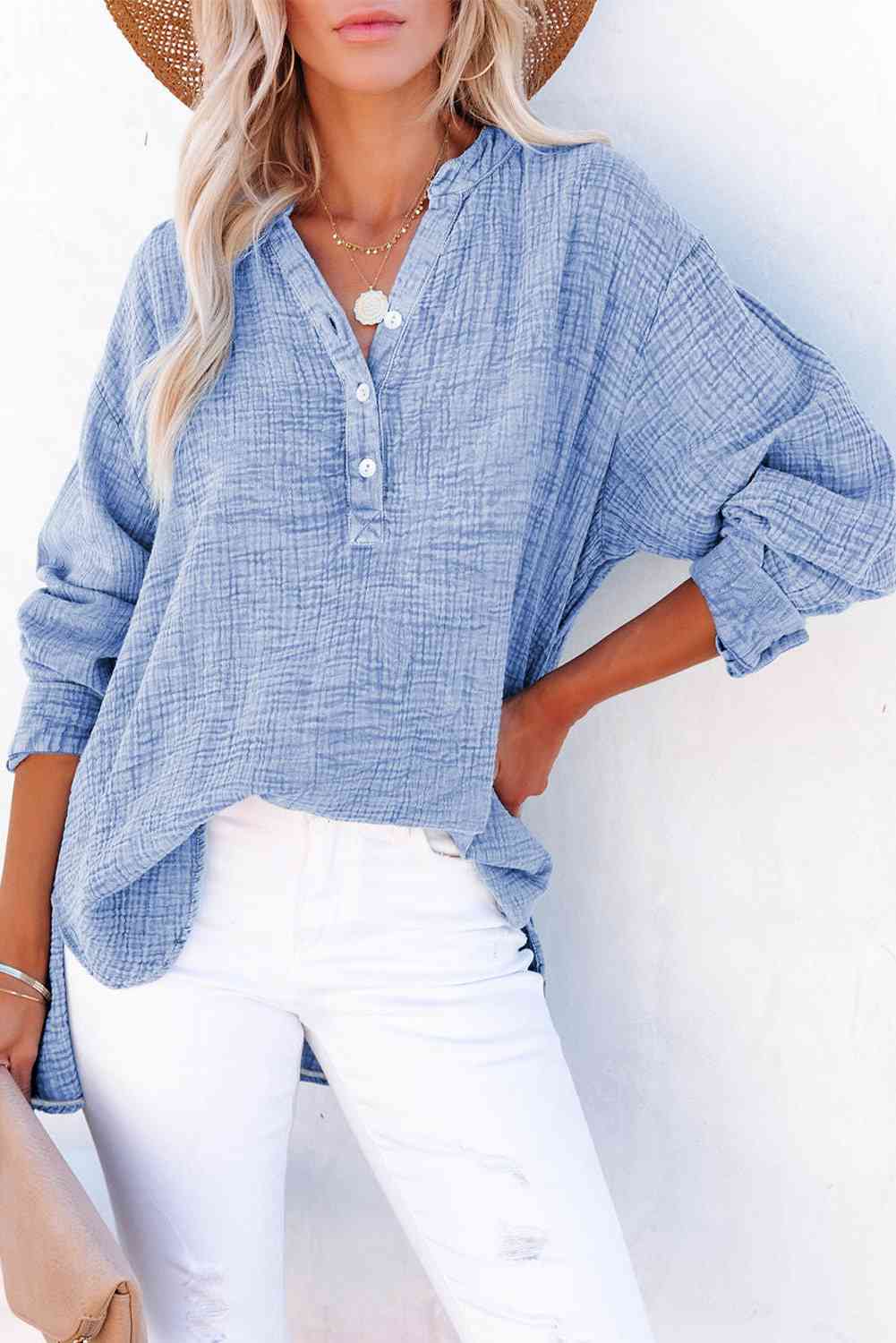 Buttoned Long Sleeve Blouse - Create the impossible