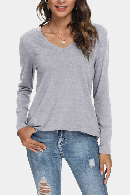 V-Neck Long Sleeve T-Shirt