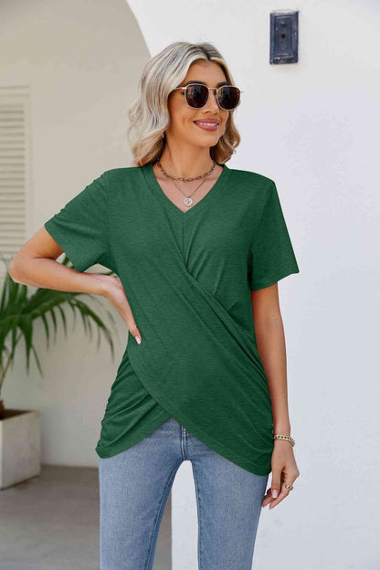 V-Neck Crisscross Short Sleeve Tee