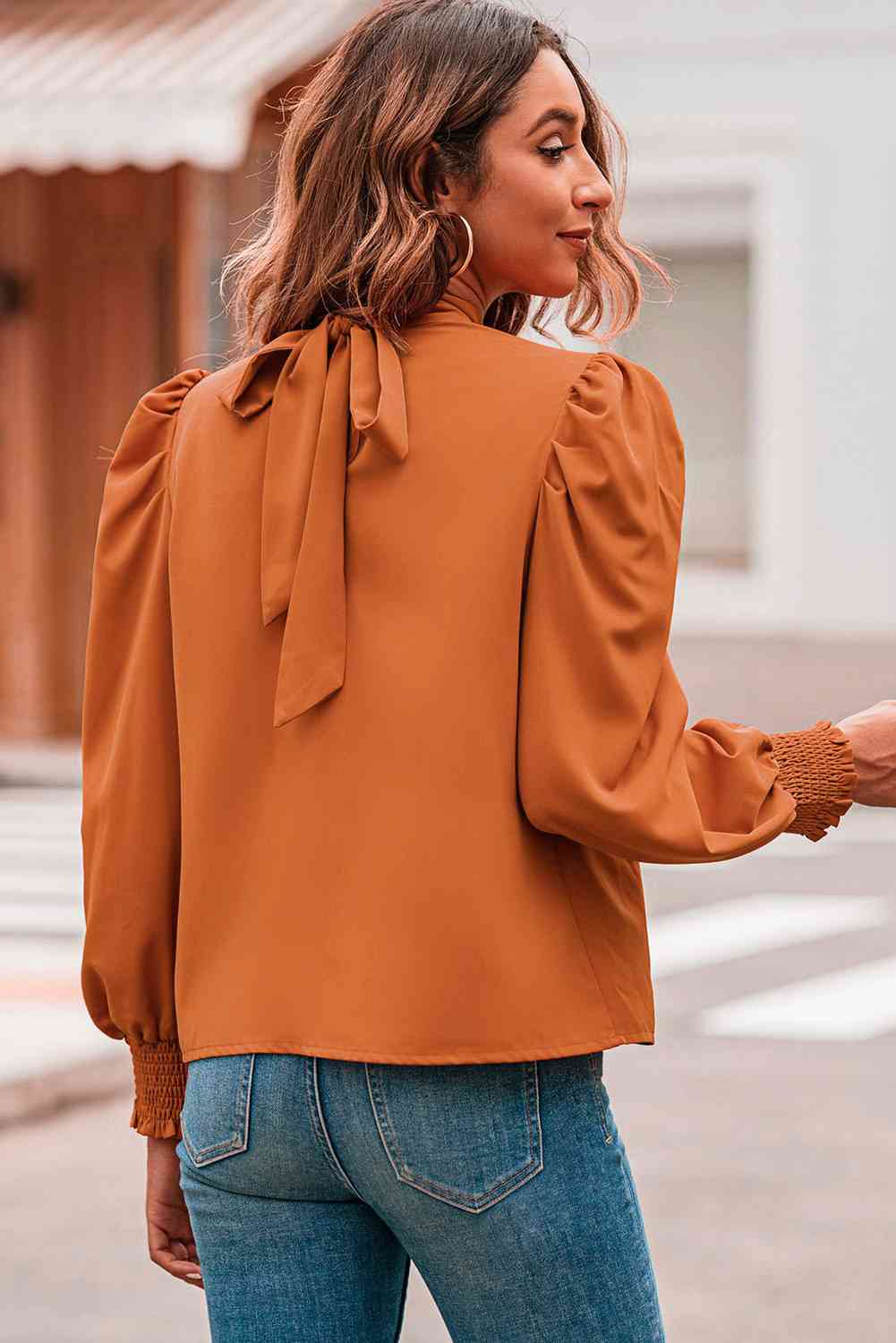 Mock Neck Puff Sleeve Blouse - Create the impossible