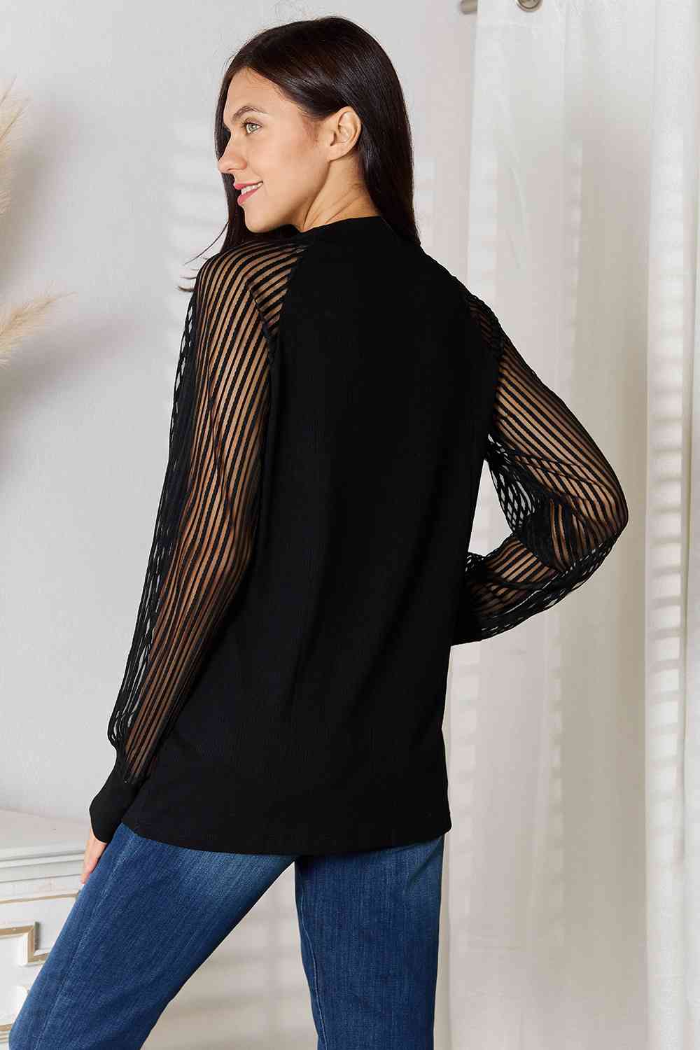 Double Take Round Neck Raglan Sleeve Blouse - Create the impossible