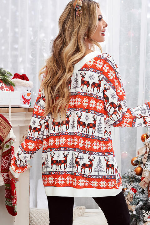 Reindeer V-Neck Long Sleeve Top - Create the impossible